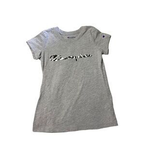 Champion Heathered Gray Logo Zebra Tshirt size Youth Small girls